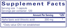 Alpha Lipoic Acid 200MG (120 Capsules)